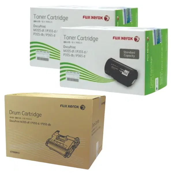 Fuji Xerox CT350973 Drum Unit & 2 x Fuji Xerox CT201937 Black Toner Cartridge