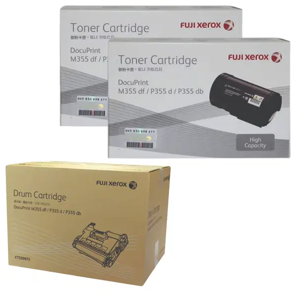 Fuji Xerox CT350973 Drum Unit & 2 x Fuji Xerox CT201938 Black Toner Cartridge