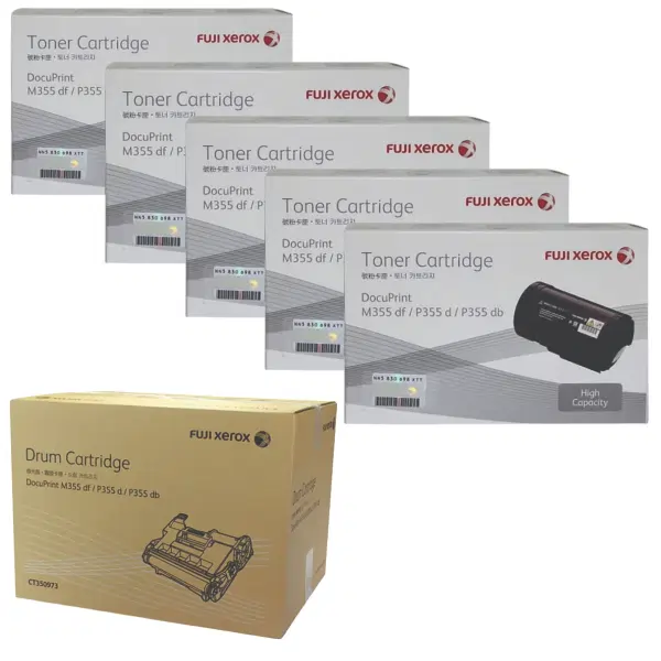 Fuji Xerox CT350973 Drum Unit & 5 x Fuji Xerox CT201938 Black Toner Cartridge