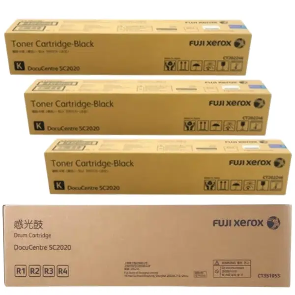 Fuji Xerox CT351053 Drum Unit & 3 x Fuji Xerox CT202246 Black Toner Cartridge