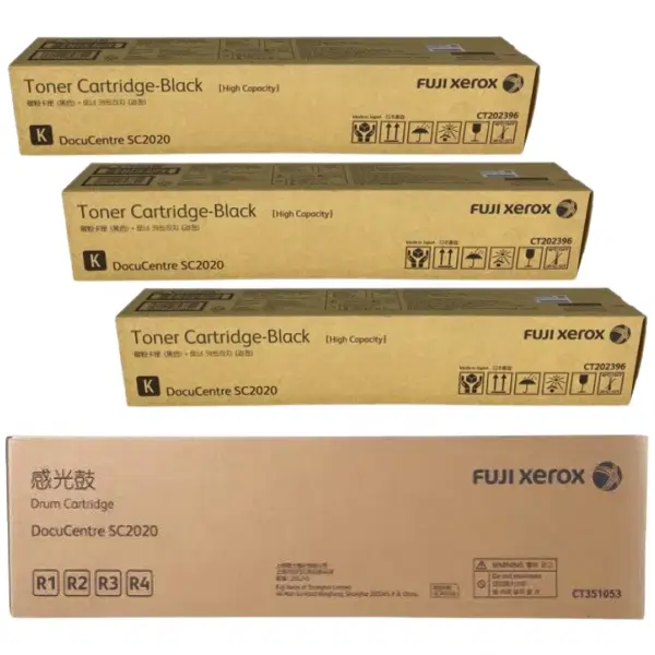 Fuji Xerox CT351053 Drum Unit & 3 x Fuji Xerox CT202396 Black Toner Cartridge