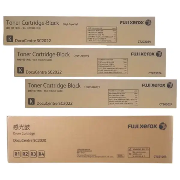 Fuji Xerox CT351053 Drum Unit & 3 x Fuji Xerox CT203024 Black Toner Cartridge