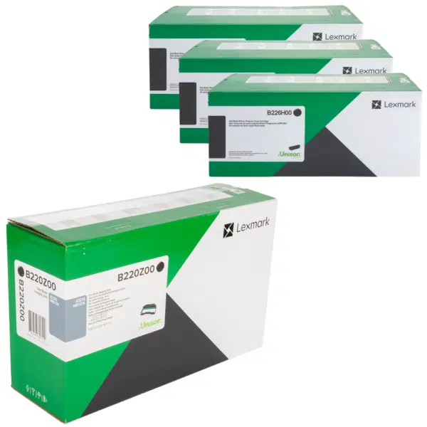 Lexmark B220Z00 Imaging Unit & 3 x Lexmark B226H00 High Yield Black Toner Cartridge