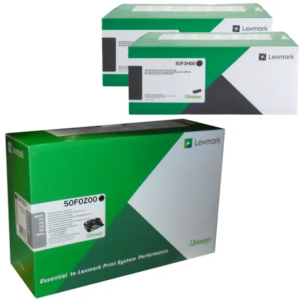 Lexmark 500Z (50F0Z00) Imaging Unit & 2 x Lexmark 503H (50F3H0E) High Yield Black Toner Cartridge