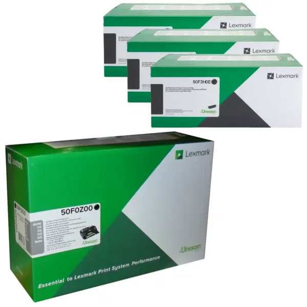 Lexmark 500Z (50F0Z00) Imaging Unit & 3 x Lexmark 503H (50F3H0E) High Yield Black Toner Cartridge