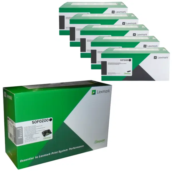 Lexmark 500Z (50F0Z00) Imaging Unit & 5 x Lexmark 503H (50F3H0E) High Yield Black Toner Cartridge