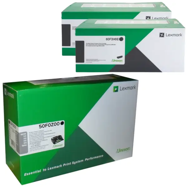 Lexmark 500Z (50F0Z00) Imaging Unit & 2 x Lexmark 603H (60F3H0E) High Yield Black Toner Cartridge