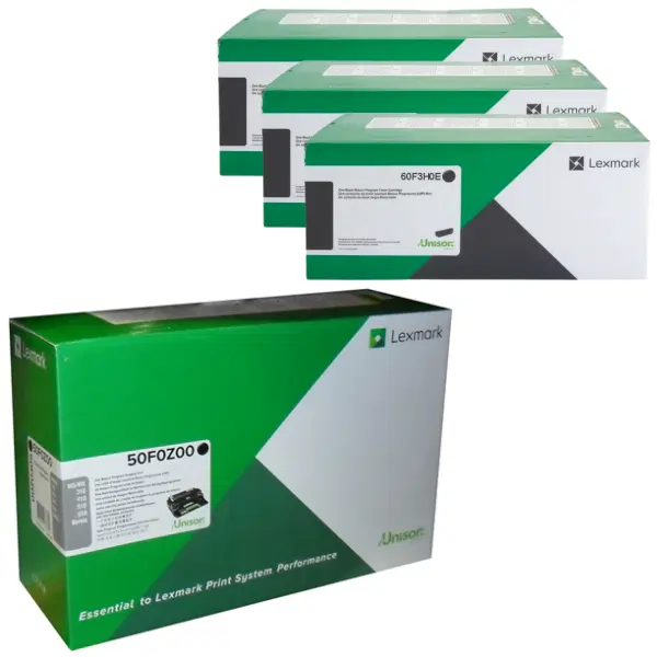 Lexmark 500Z (50F0Z00) Imaging Unit & 3 x Lexmark 603H (60F3H0E) High Yield Black Toner Cartridge