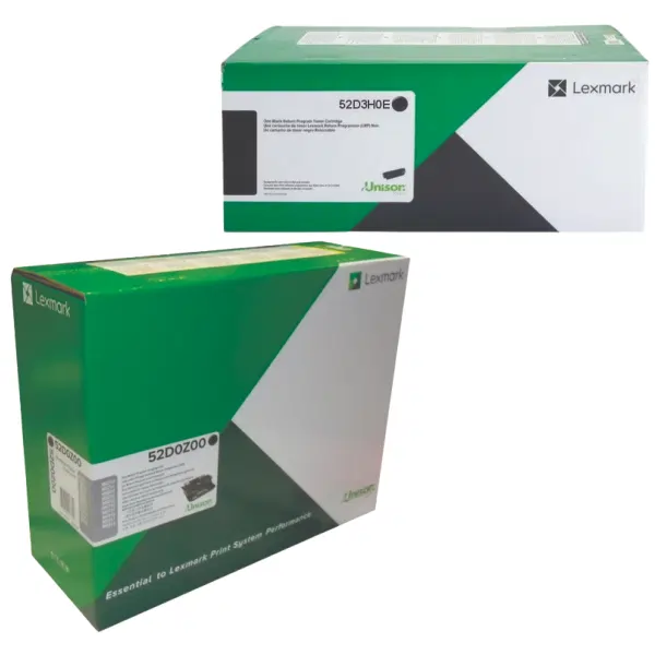 Lexmark 520Z (52D0Z00) Imaging Unit & Lexmark 523H (52D3H0E) High Yield Black Toner Cartridge