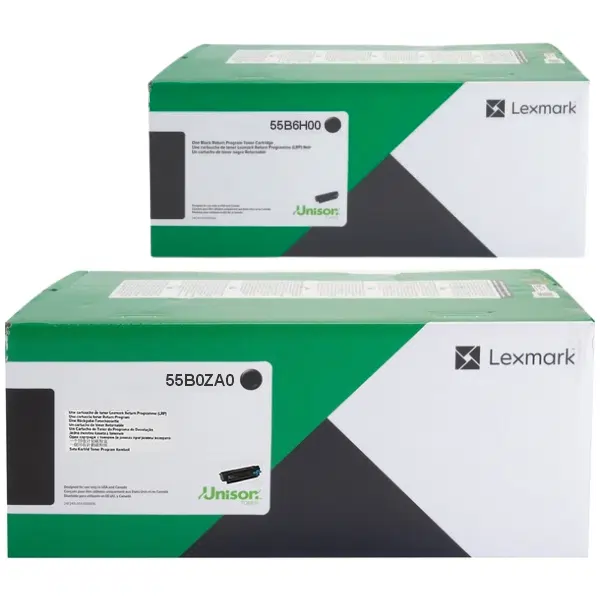 Lexmark 55B0ZA0 Imaging Unit & Lexmark 55B6H00 High Yield Black Toner Cartridge