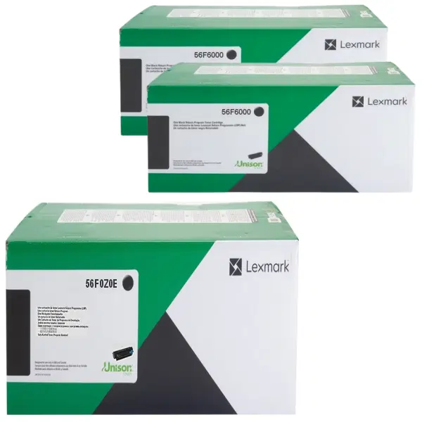 Lexmark 56F0Z0E Imaging Unit & 2 x Lexmark 56F6000 Black Toner Cartridge