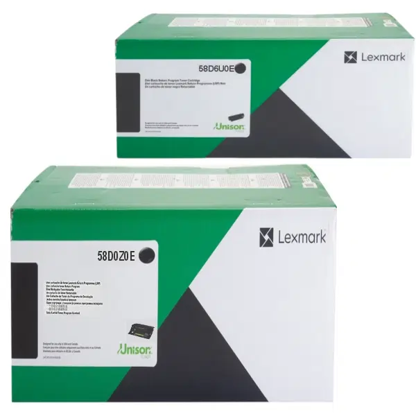 Lexmark 58D0Z0E Imaging Unit & Lexmark 58D6U0E Ultra High Yield Black Toner Cartridge