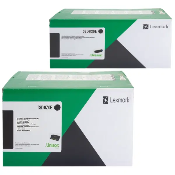 Lexmark 58D0Z0E Imaging Unit & Lexmark 58D6X0E Extra High Yield Black Toner Cartridge