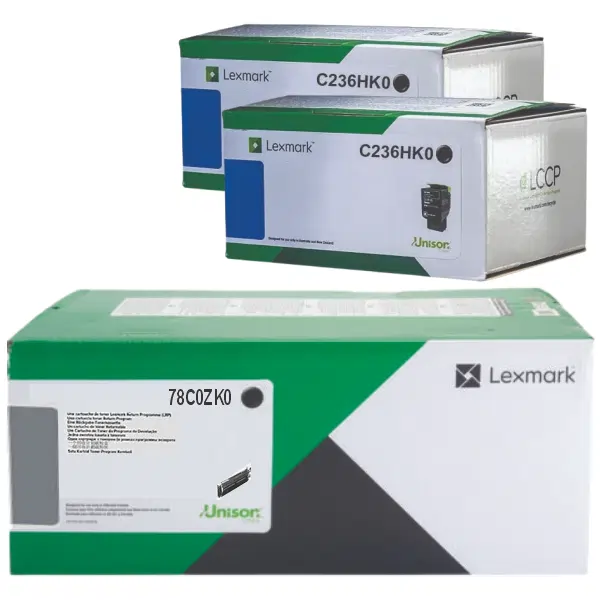 Lexmark 78C0ZK0 Black Imaging Kit & 2 x Lexmark C236HK0 High Yield Black Toner Cartridge