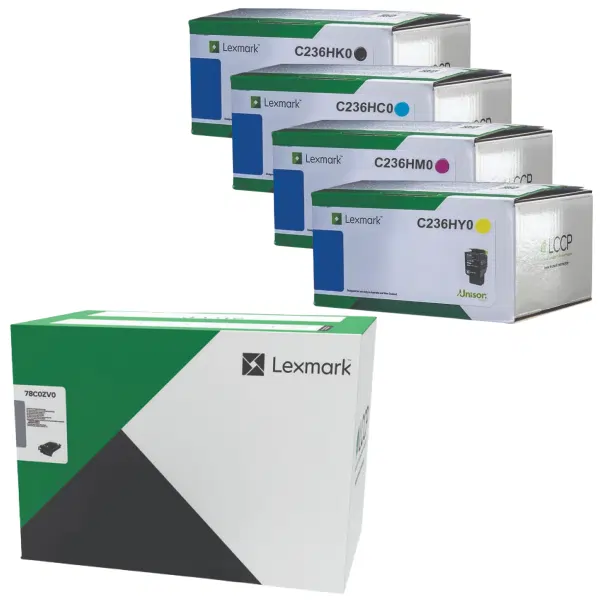 Lexmark 78C0ZV0 Black/Colour Image Kit & Lexmark C236HK0 (B), C236HC0 (C), C236HM0 (M), C236HY0 (Y) Toner Cartridges