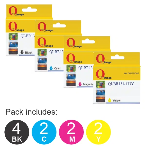 10 Pack – Compatible Brother LC131 / LC133 (4BK,2C,2M,2Y) Ink Cartridges