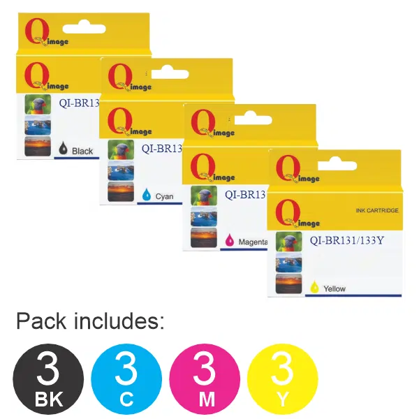 12 Pack – Compatible Brother LC131 / LC133 (3BK,3C,3M,3Y) Ink Cartridges