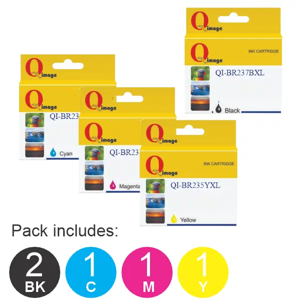 5 Pack – Compatible Brother LC237XL & LC235XL C/M/Y (1BK,1C,1M,1Y) High Yield Ink Cartridges