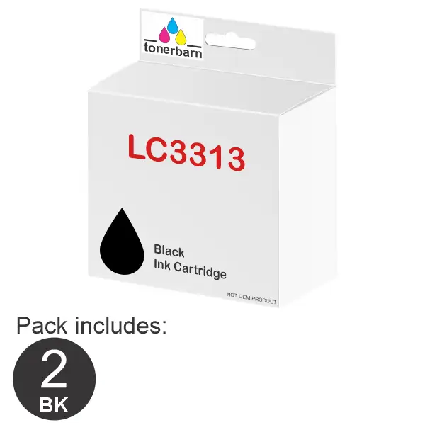 2 x Compatible Brother LC3313BK Black Ink Cartridge LC-3313BK