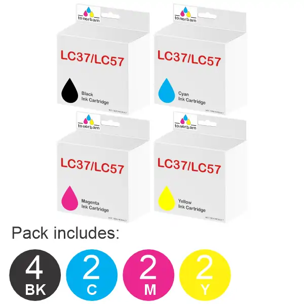 10 Pack – Compatible Brother LC37/LC57 (1BK,1C,1M,1Y) Ink Cartridges LC-37/LC-57BK, LC-37/LC-57C, LC-37/LC-57M, LC-37/LC-57Y