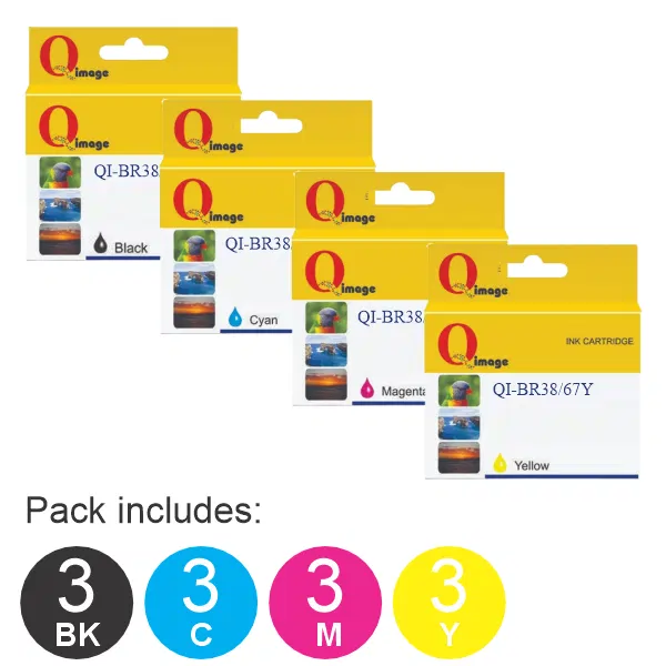 12 Pack – Compatible Brother LC38/LC67 (1BK,1C,1M,1Y) Ink Cartridges