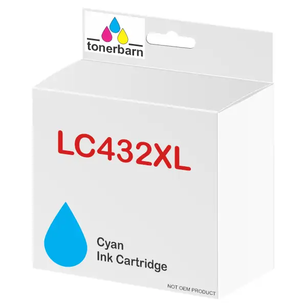 Compatible Brother LC432XLC High Yield Cyan Ink Cartridge LC-432XLC