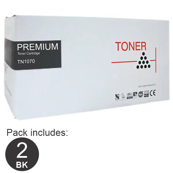 2 x Compatible Brother TN1070 Black Toner Cartridge TN-1070