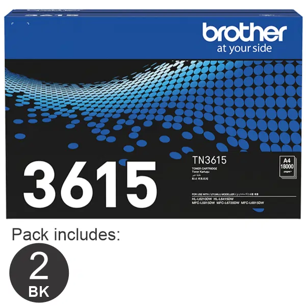 2 x Brother TN3615 Black Toner Cartridge TN-3615