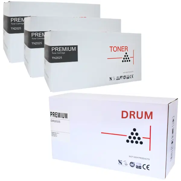 Compatible Brother DR2025 Drum Unit & 3 x Compatible Brother TN2025 Black Toner Cartridge DR-2025 TN-2025