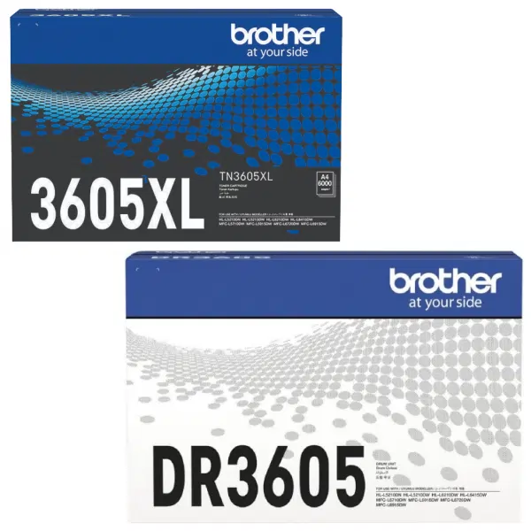 Brother DR3605 Drum Unit & Brother TN3605XL Black Toner Cartridge DR-3605 TN-3605XL