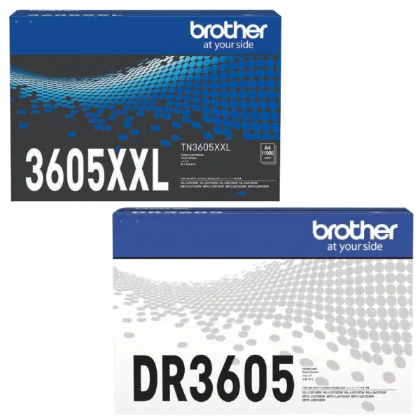 Brother DR3605 Drum Unit & Brother TN3605XXL Black Toner Cartridge DR-3605 TN-3605XXL