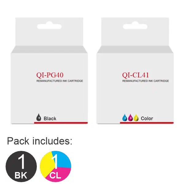 2 Pack – Compatible Canon 1 x PG40 & 1 x CL41 Ink Cartridges PG40CL41CP