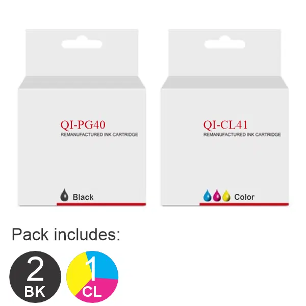 3 Pack – Compatible Canon 2 x PG40 & 1 x CL41 Ink Cartridges PG40CL41CP