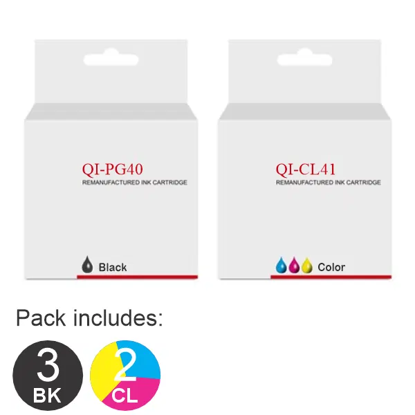 5 Pack – Compatible Canon 3 x PG40 & 2 x CL41 Ink Cartridges PG40CL41CP