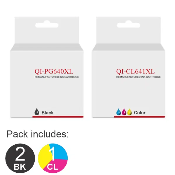 3 Pack – Compatible Canon 2 x PG640XL & 1 x CL641XL High Yield Ink Cartridges PG640XL & CL641XL