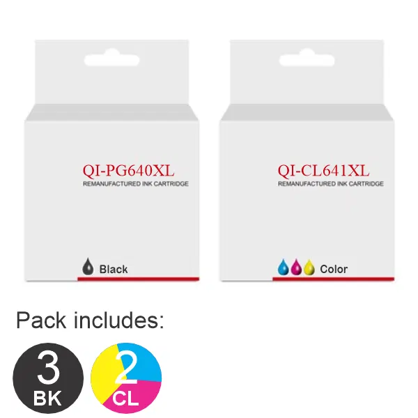 5 Pack – Compatible Canon 3 x PG640XL & 2 x CL641XL High Yield Ink Cartridges PG640XL & CL641XL