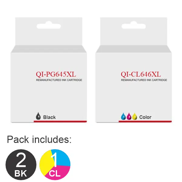 3 Pack – Compatible Canon 2 x PG645XL & 1 x CL646XL High Yield Ink Cartridges PG645XL & CL646XL