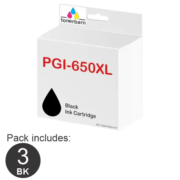 3 X Compatible Canon PGI650XL Black Ink Cartridge PGI650XLBK