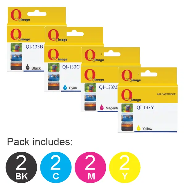 8 Pack – Compatible Epson 133 (2BK,2C,2M,2Y) Dye Ink Cartridges Value Pack