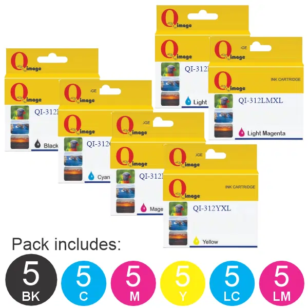 30 Pack – Compatible Epson 312XL (5BK,5C,5LC,5M,5LM,5Y) High Yield Ink Cartridges Value Pack