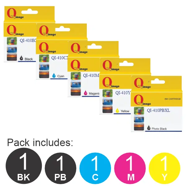 Compatible Epson 410XL 5 High Yield Ink Cartridge Value Pack (1BK,1PBK,1C,1M,1Y) C13T339796