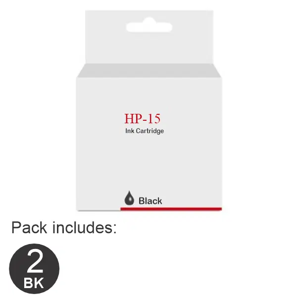 2 x Compatible HP #15 Black Ink Cartridge C6615D