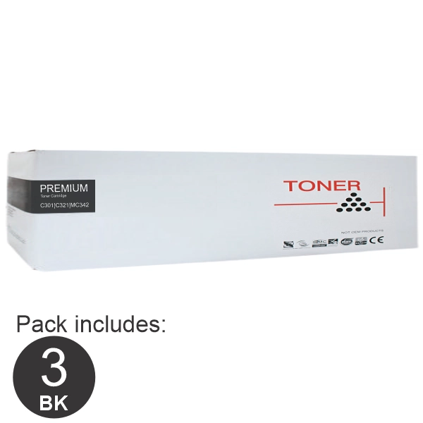 3 x Compatible OKI C301 Black Toner Cartridge 44973548