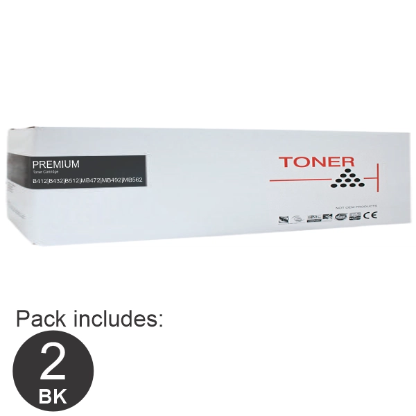 2 x Compatible OKI B432 High Yield Black Toner Cartridge 45807107