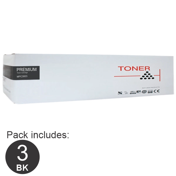 3 x Compatible Ricoh MPC3003 Black Toner Cartridge 841829