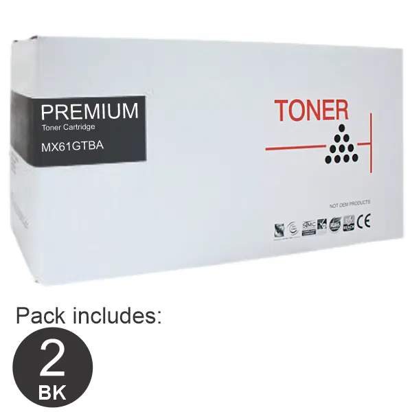 2 x Compatible Sharp MX61GTBA Black Toner Cartridge MX61GT