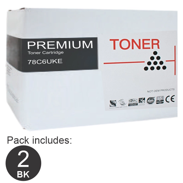 2 x Compatible Lexmark 78C6UKE Ultra High Yield Black Toner Cartridge 78C6UKE