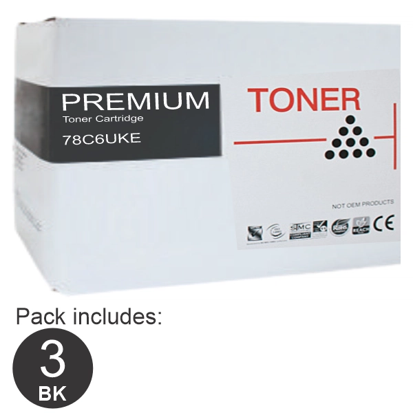 3 x Compatible Lexmark 78C6UKE Ultra High Yield Black Toner Cartridge 78C6UKE