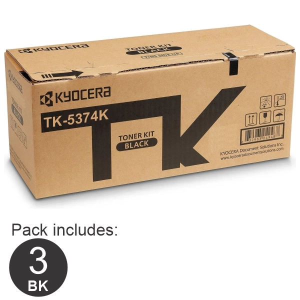 3 x Kyocera TK5374 Black Toner Cartridge TK-5374K