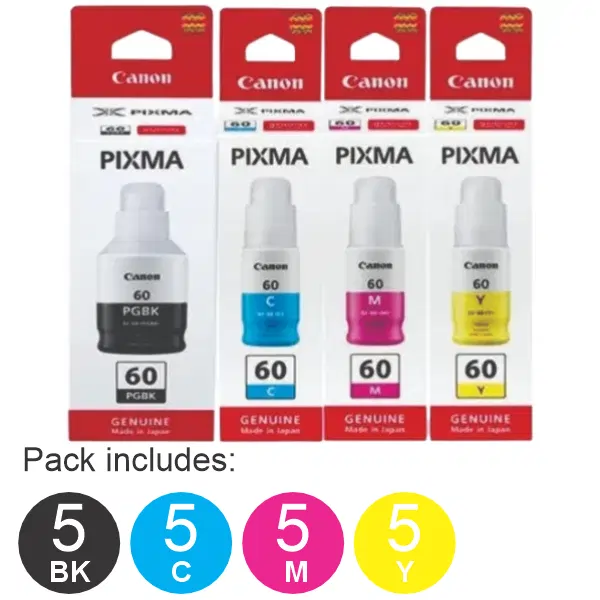 20 Pack - GI60 (5BK,5C,5M,5Y) Ink Bottles